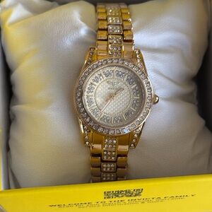 Gold Women's Watch with Crystal Accents